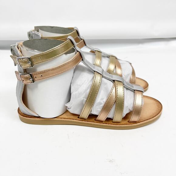 Treasure & Bond Girls Alana Gladiator Sandals Size 2 Silver Gold Metallic NWOB - Picture 3 of 6